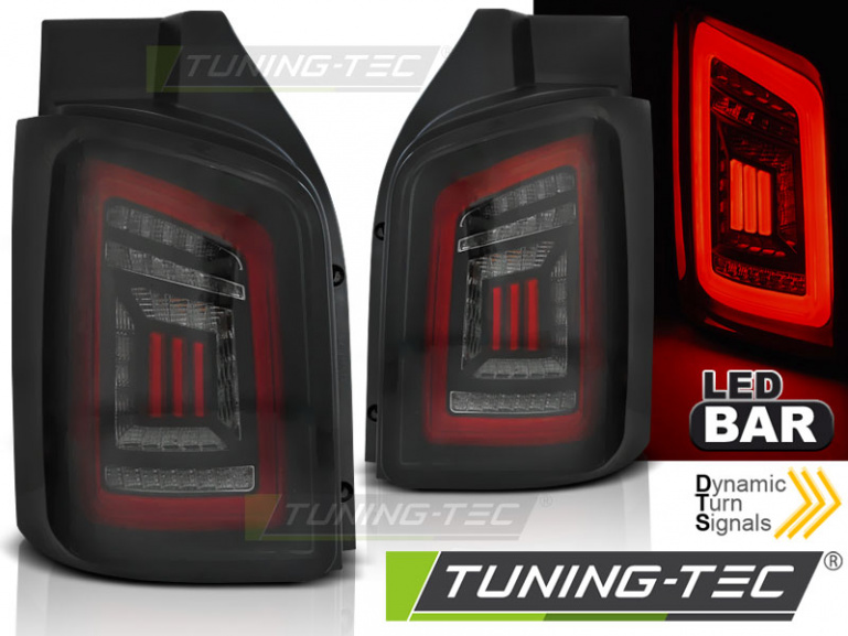 Voll LED Lightbar Design Rückleuchten für VW T5 / T5 GP 03-15 schwarz/rauch/rot  (Flügeltürer)